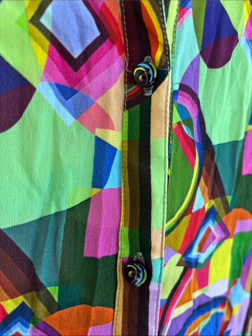 Apny Abstract Bright Multicolor Geometric Sleeveless Button-Front Blouse sz XS - Picture 4 of 6